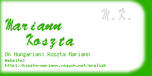 mariann koszta business card